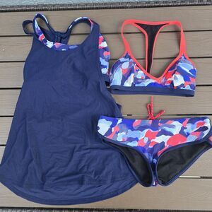 TYR Durafast Women Red/blue Cloud 2n1 Tank W/stella & Hipkini Sz S New Sample